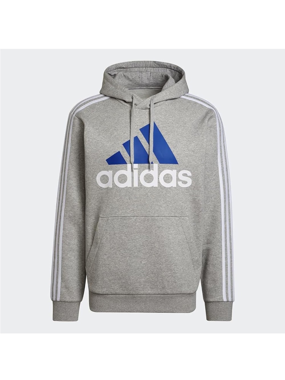 adidas Men’s Essentials Fleece 3-stripes Logo Hoodie Heather Gray NWOT
